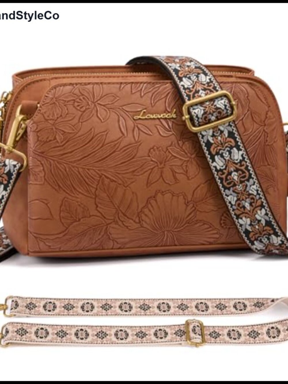 LOVEVOOK Leather Crossbody Bag with RFID Anti-Theft, 2 Straps, Small Travel